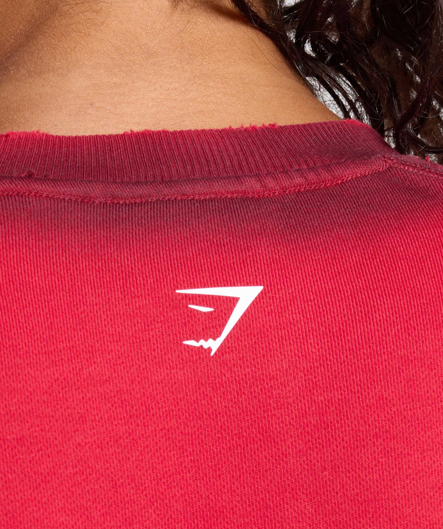 Women's Gymshark Gains Washed Loopback Crew Neck Conditioning Red