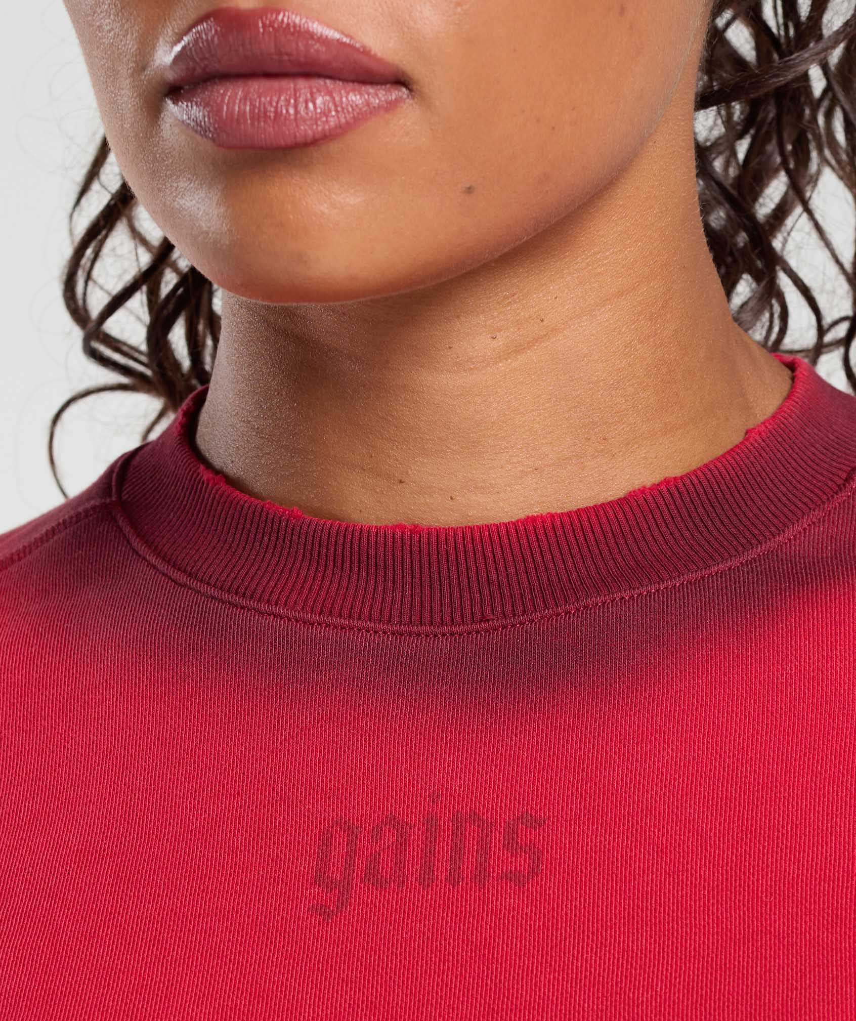 Women's Gymshark Gains Washed Loopback Crew Neck Conditioning Red