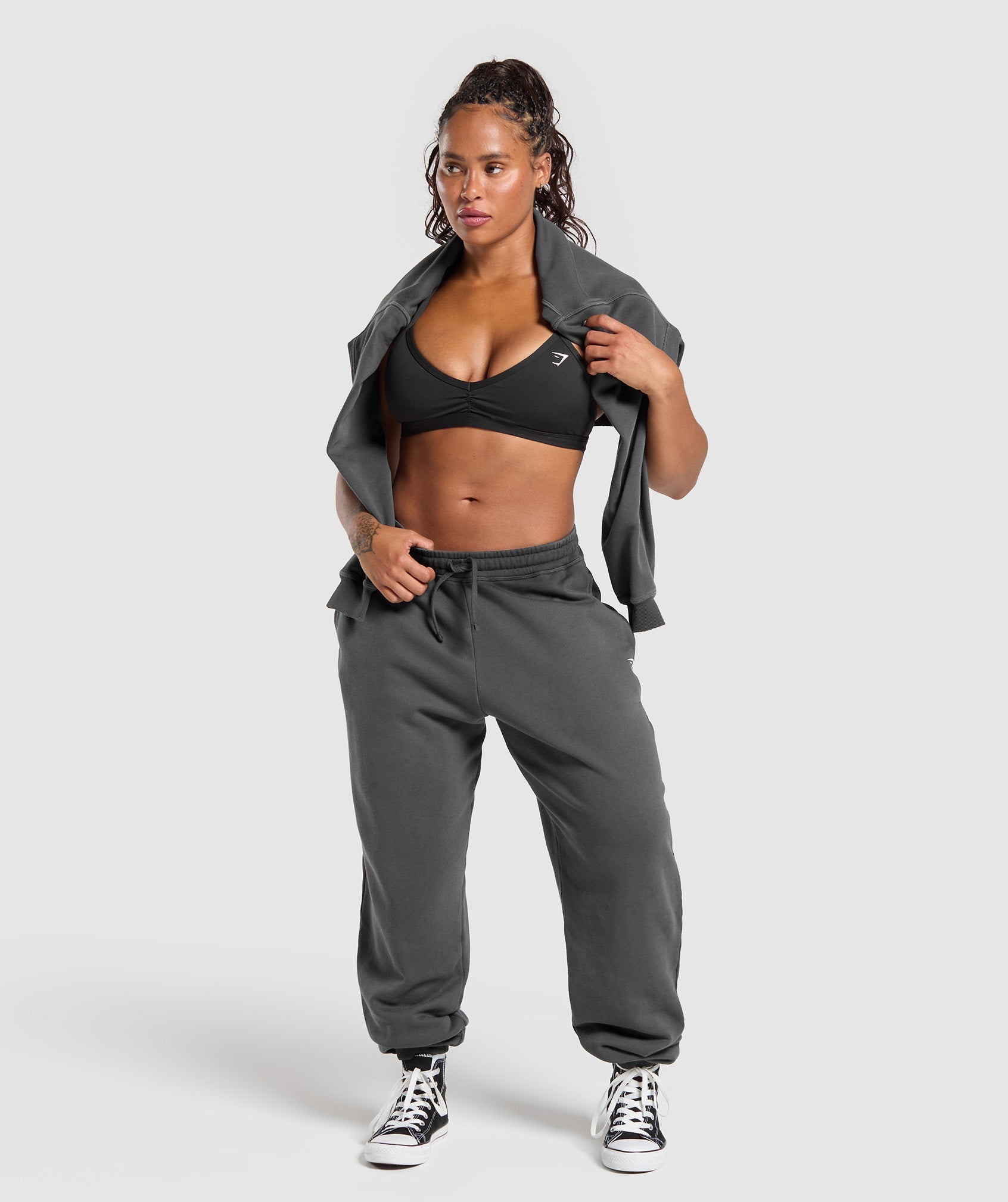 Women's Gymshark Gains Washed Loopback Joggers Grey