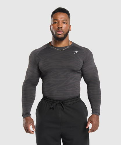 Gymshark Geo Animal Seamless Long Sleeve T-Shirt Onyx Grey