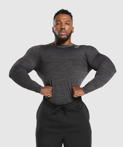 Gymshark Geo Animal Seamless Long Sleeve T-Shirt Onyx Grey