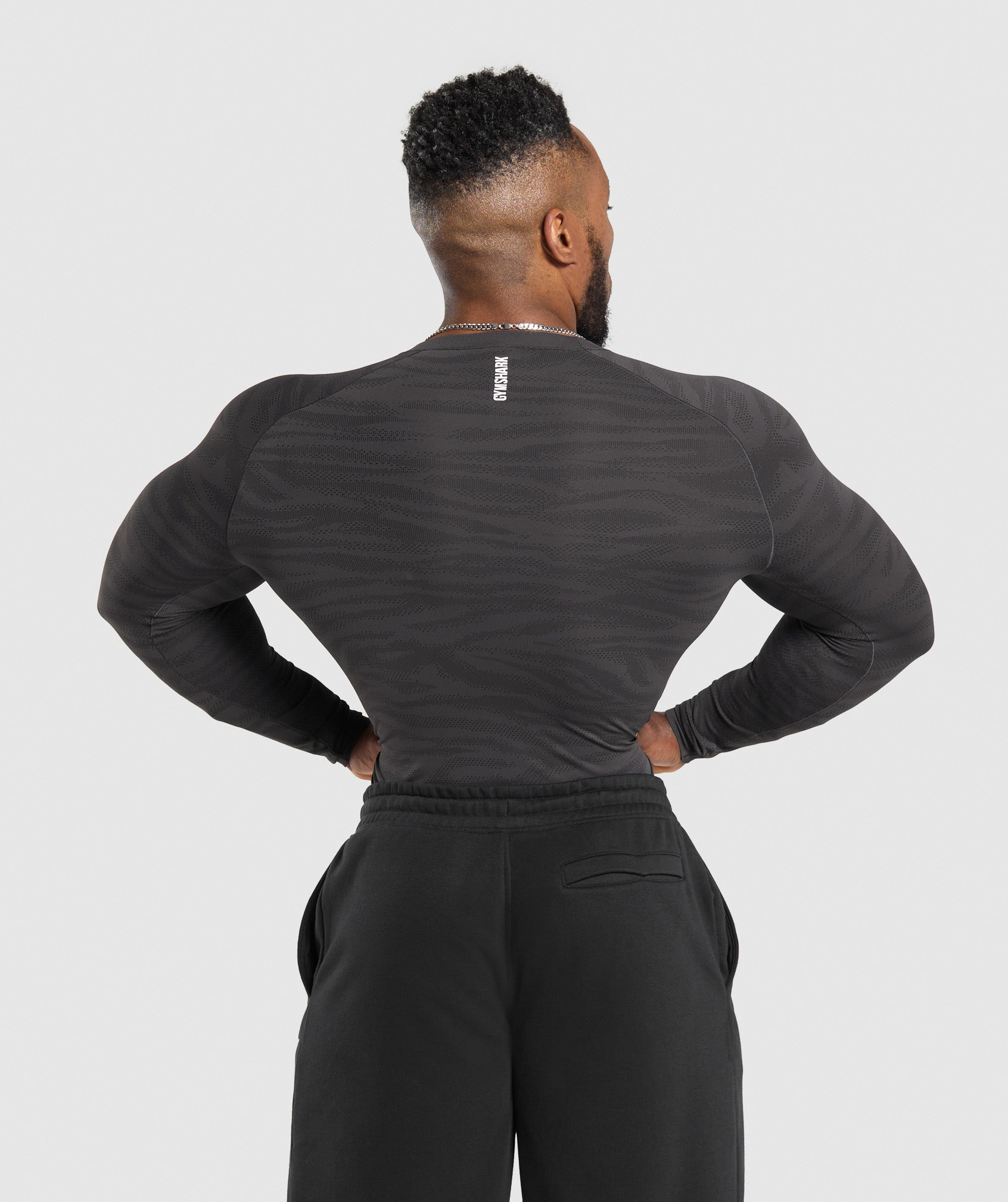 Gymshark Geo Animal Seamless Long Sleeve T-Shirt Onyx Grey