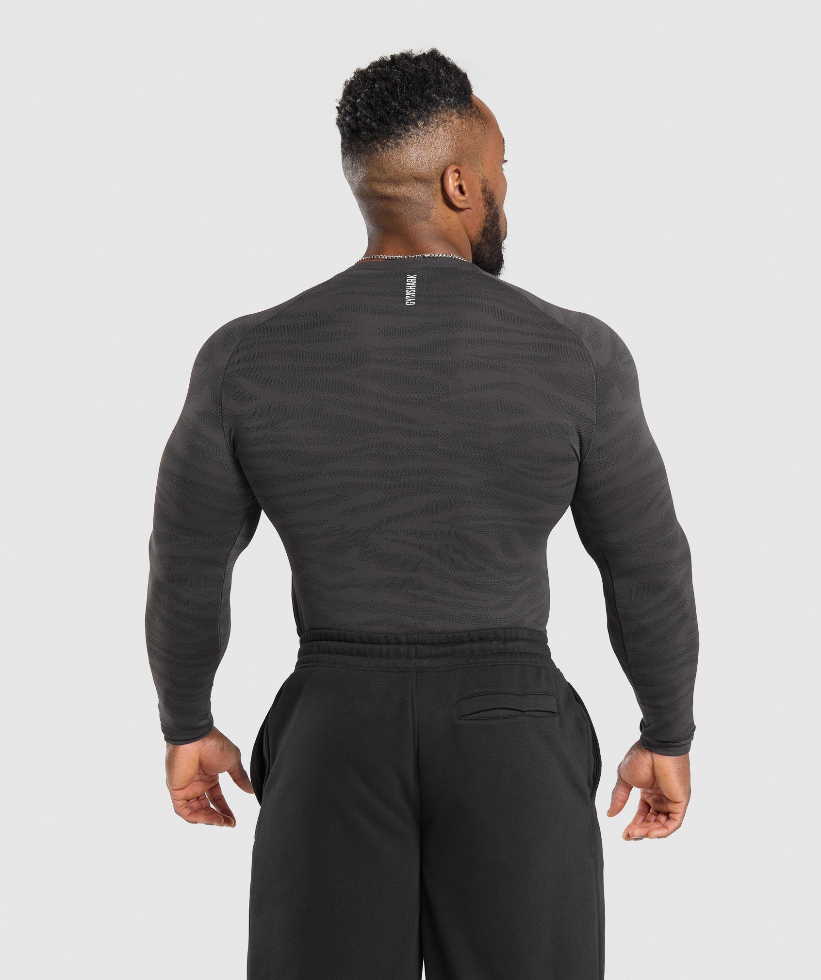 Gymshark Geo Animal Seamless Long Sleeve T-Shirt Onyx Grey