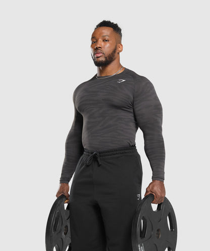 Gymshark Geo Animal Seamless Long Sleeve T-Shirt Onyx Grey