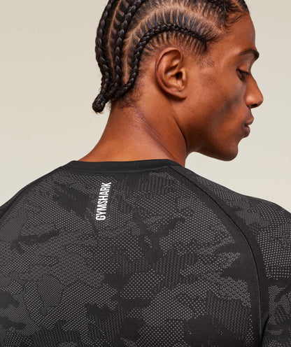 Gymshark Geo Seamless Long Sleeve T-Shirt Black