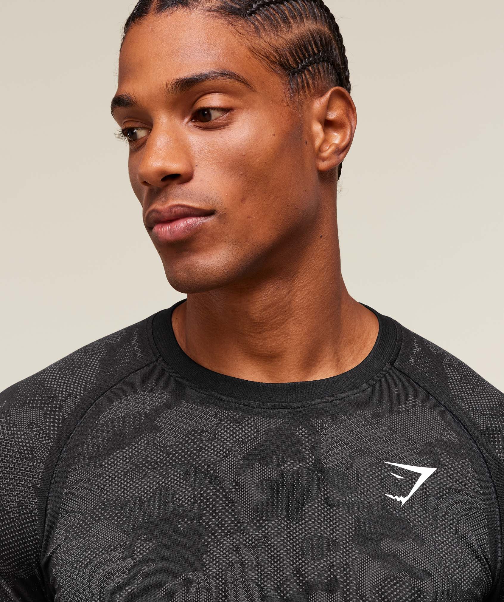 Gymshark Geo Seamless Long Sleeve T-Shirt Black