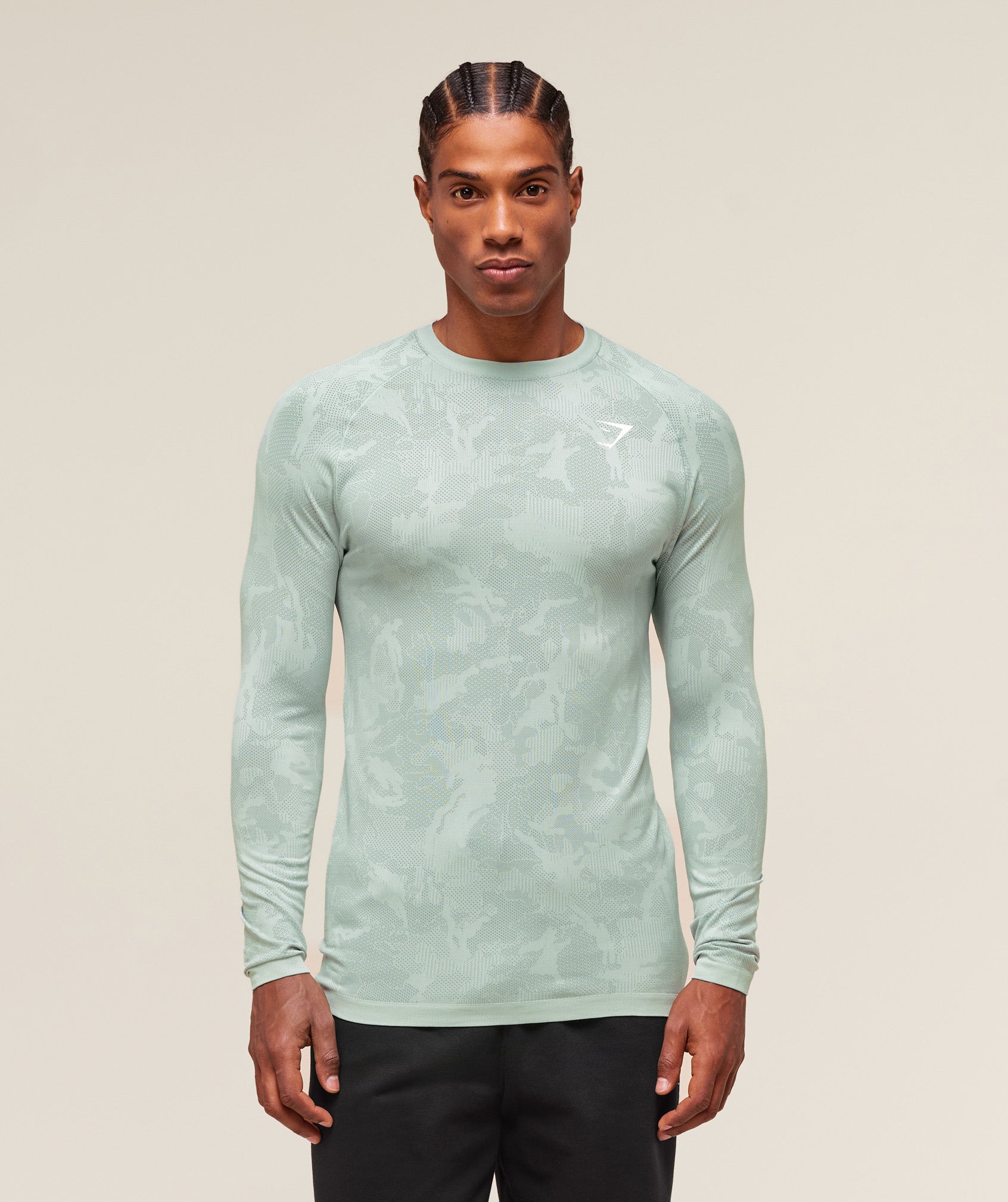 Gymshark Geo Seamless Long Sleeve T-Shirt Morning Blue