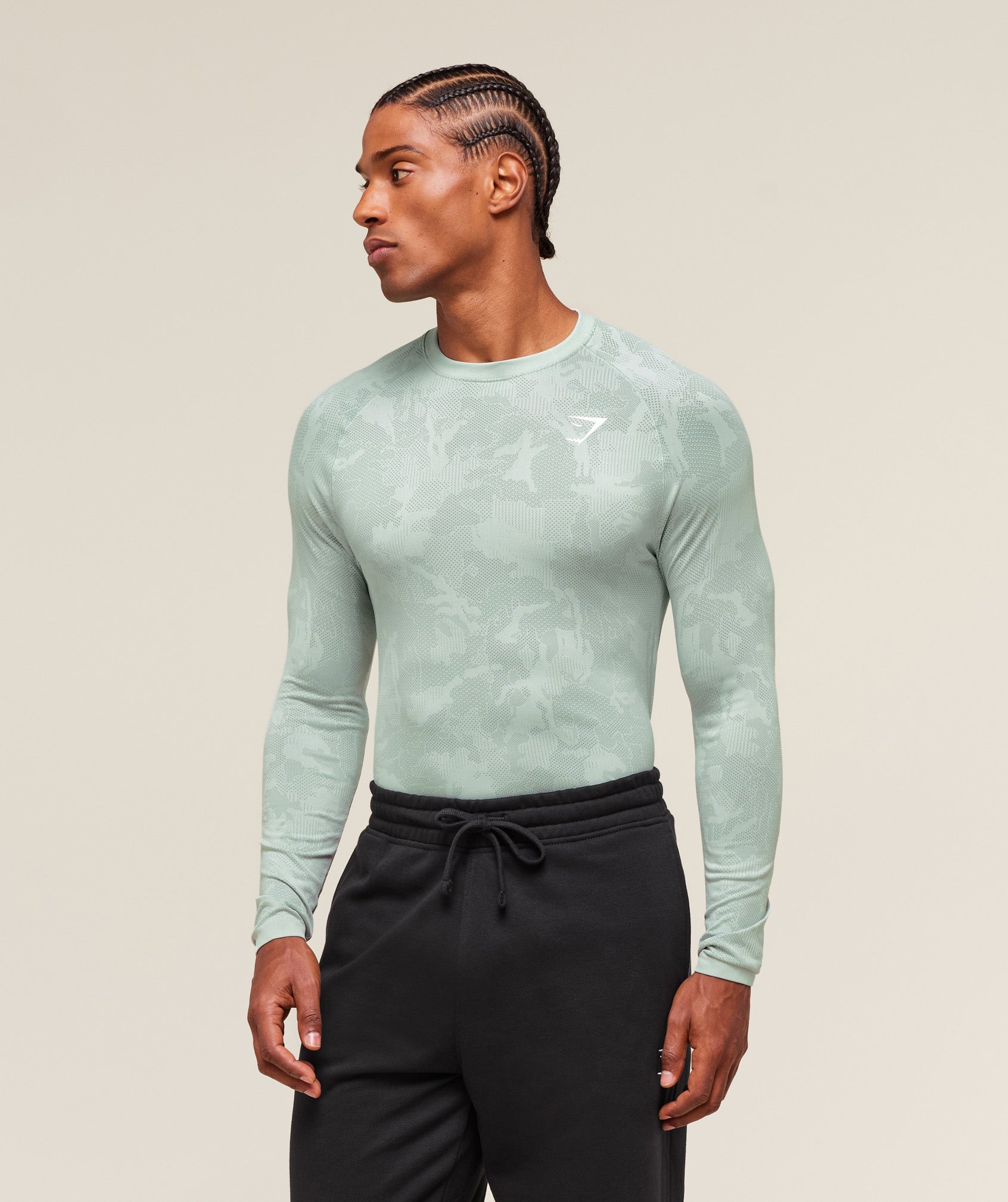 Gymshark Geo Seamless Long Sleeve T-Shirt Morning Blue