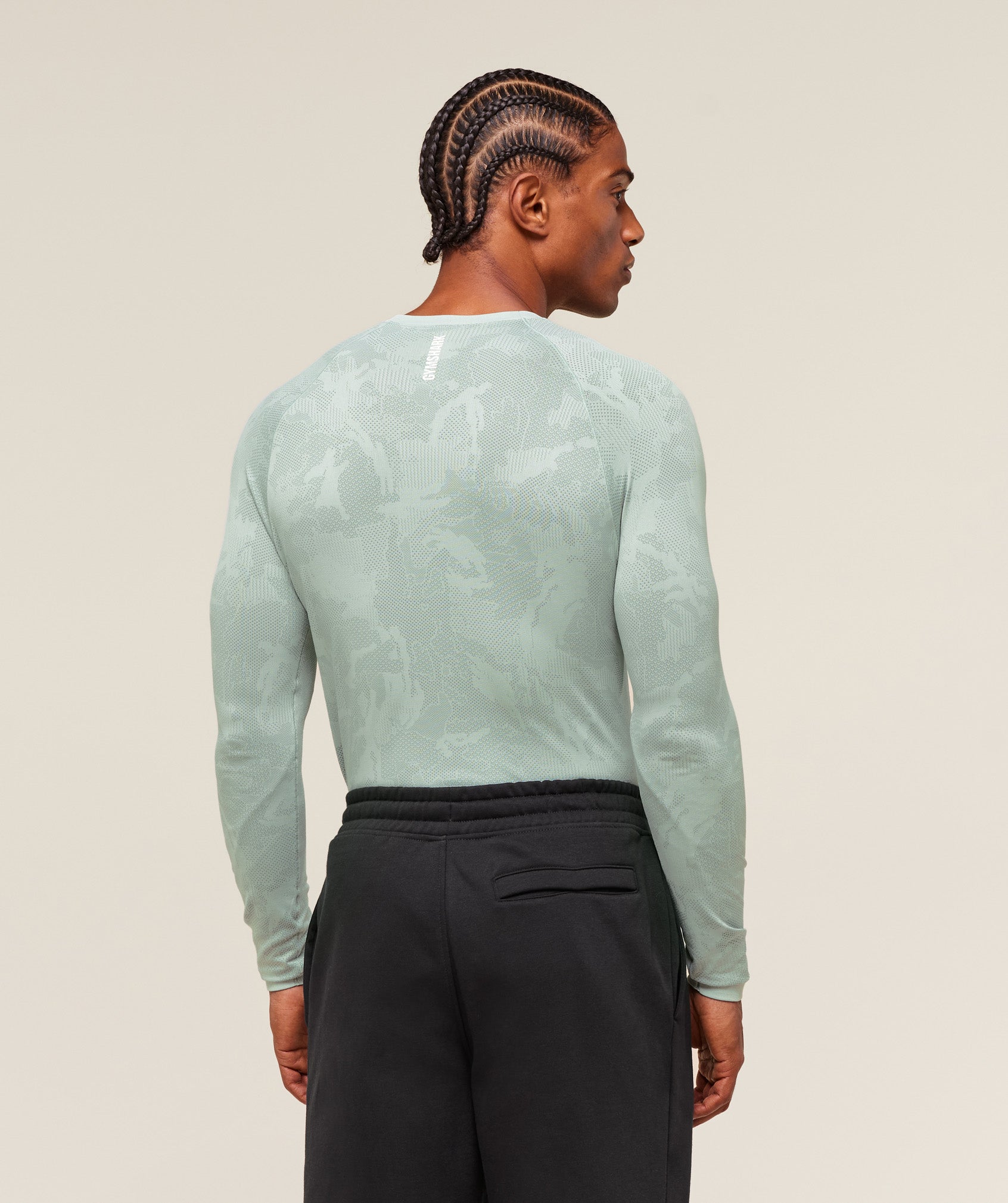 Gymshark Geo Seamless Long Sleeve T-Shirt Morning Blue