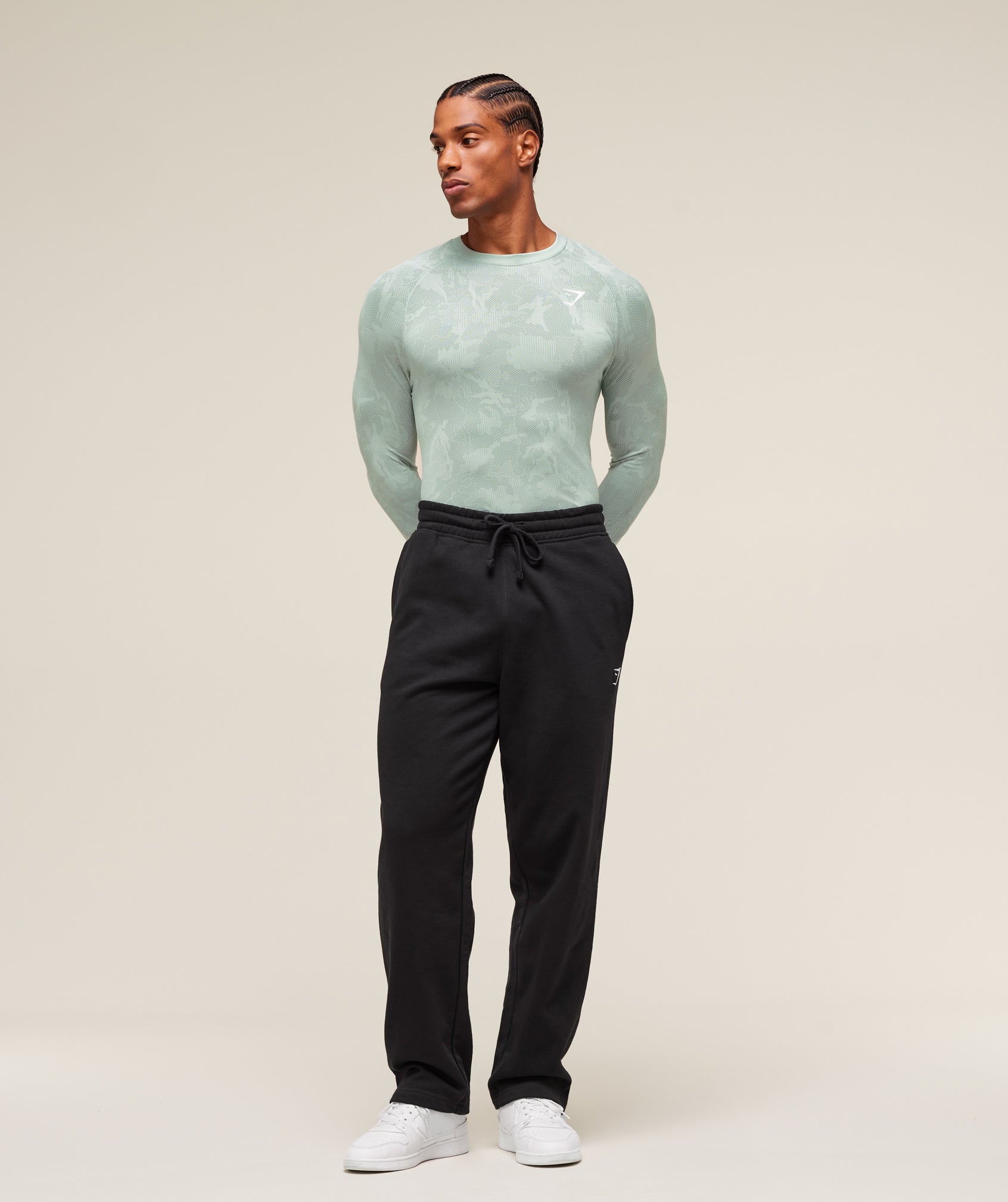 Gymshark Geo Seamless Long Sleeve T-Shirt Morning Blue