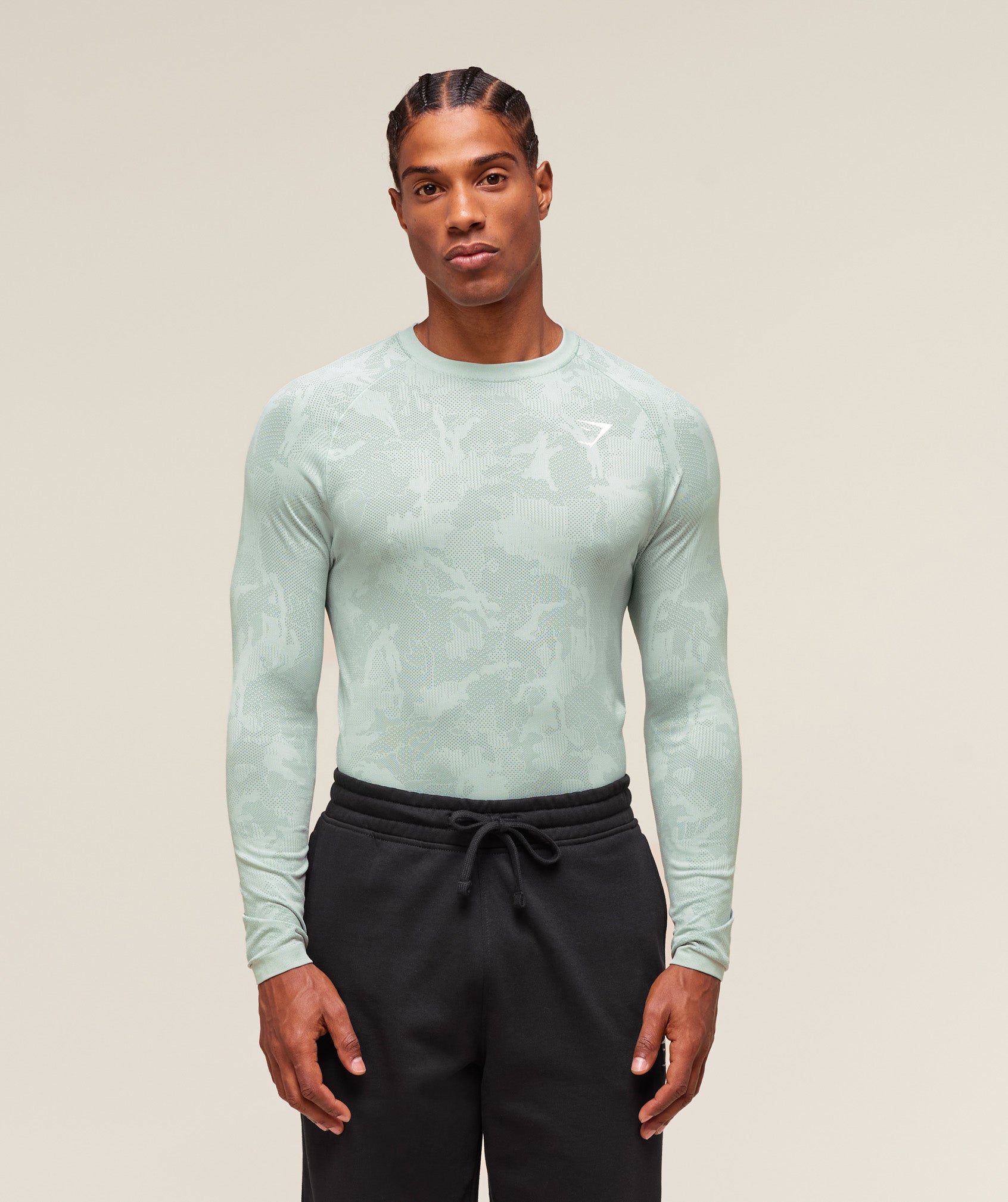 Gymshark Geo Seamless Long Sleeve T-Shirt Morning Blue