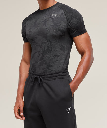 Gymshark Geo Seamless T-Shirt Black