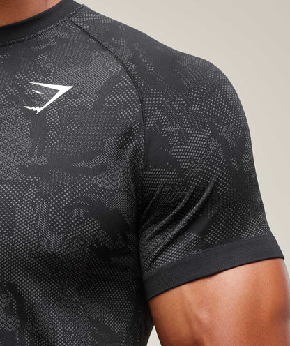 Gymshark Geo Seamless T-Shirt Black