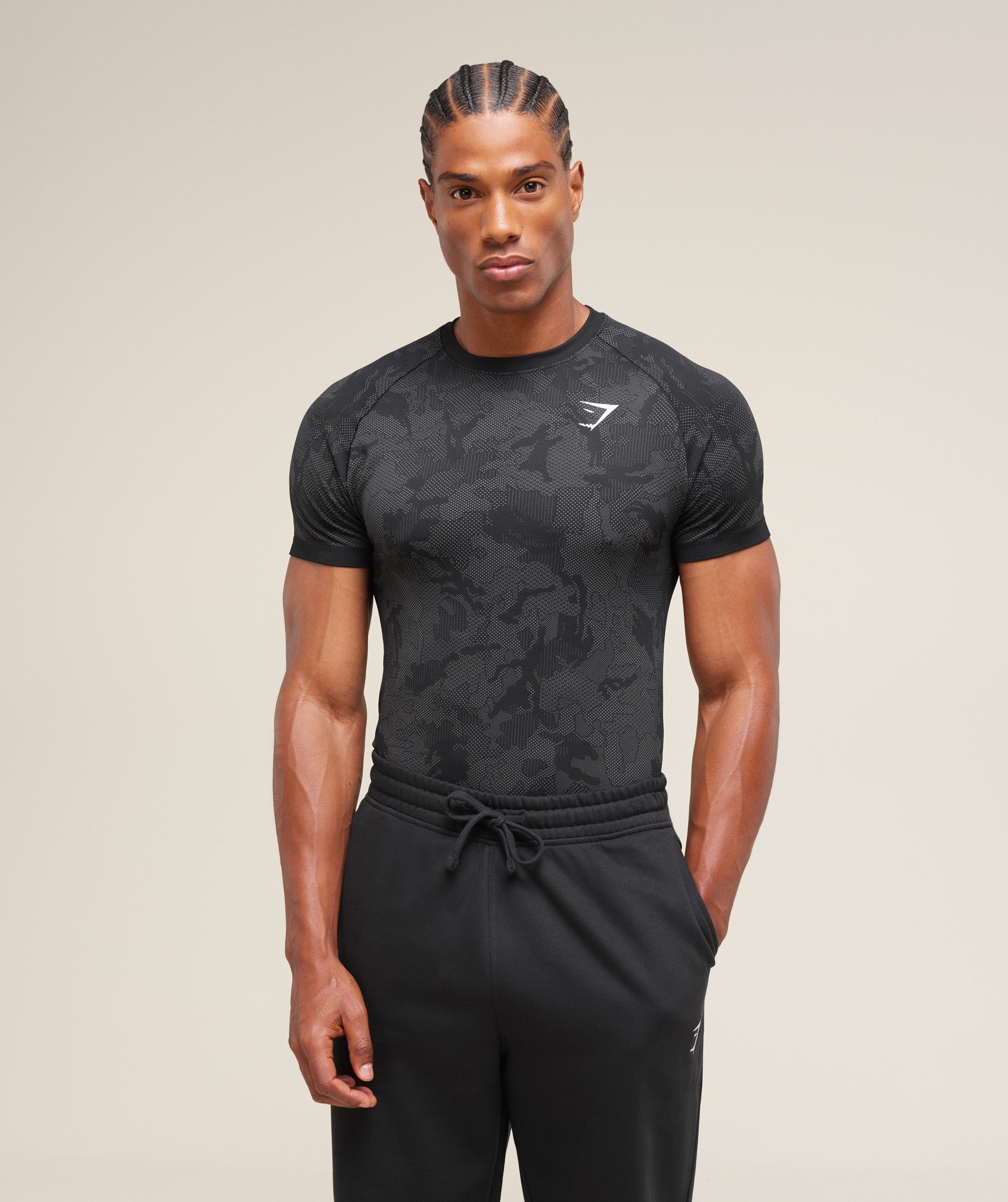 Gymshark Geo Seamless T-Shirt Black