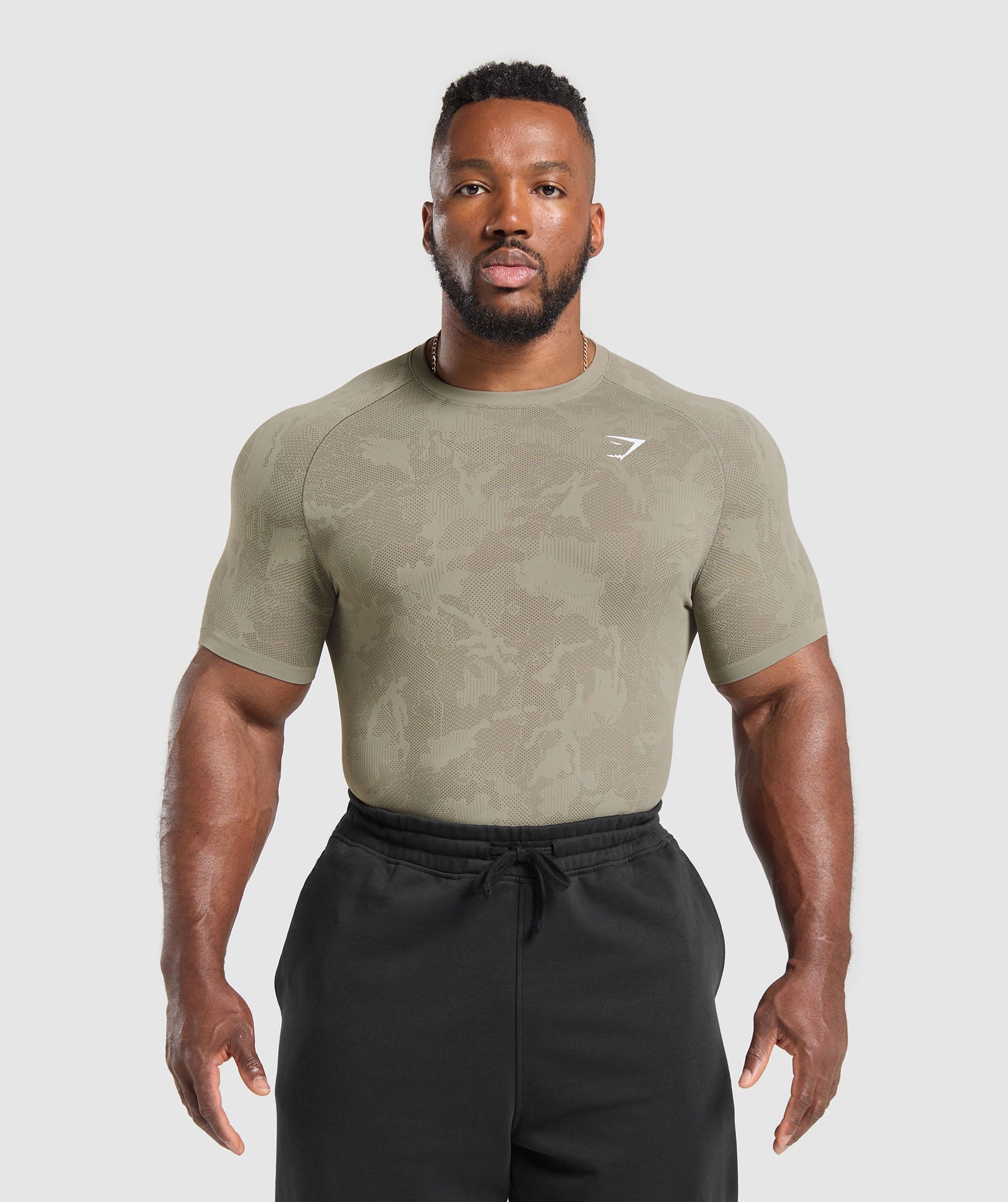 Gymshark Geo Seamless T-Shirt Linen Brown