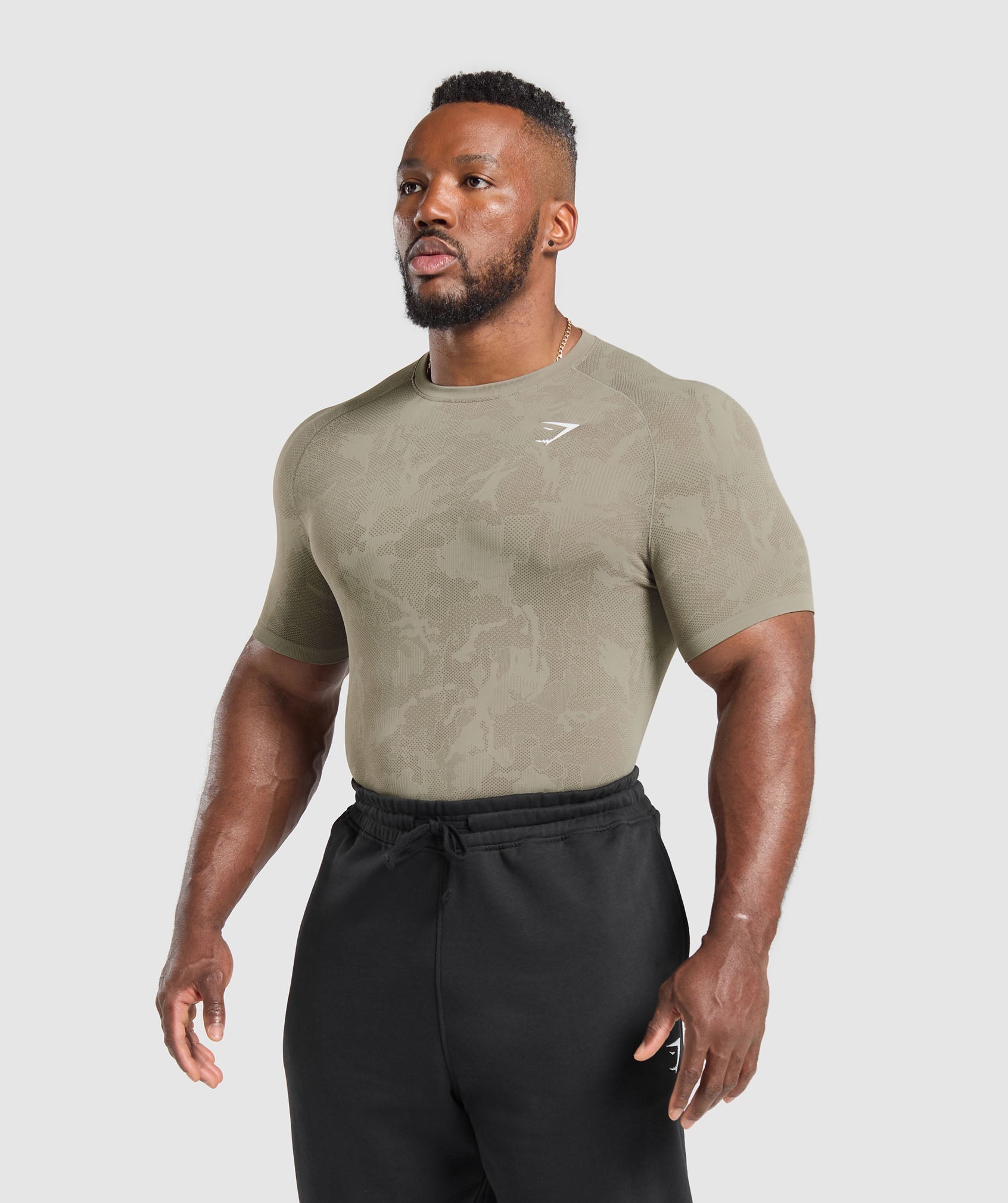 Gymshark Geo Seamless T-Shirt Linen Brown