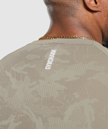 Gymshark Geo Seamless T-Shirt Linen Brown