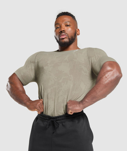 Gymshark Geo Seamless T-Shirt Linen Brown