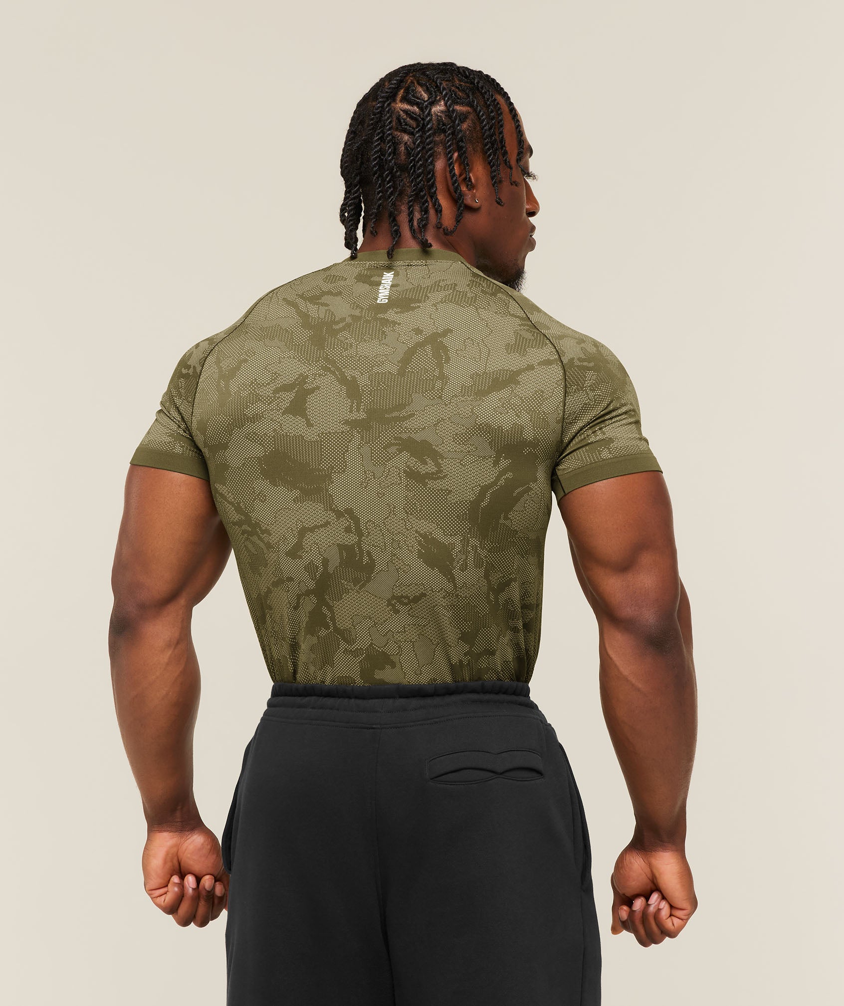 Gymshark Geo Seamless T-Shirt Canvas Green