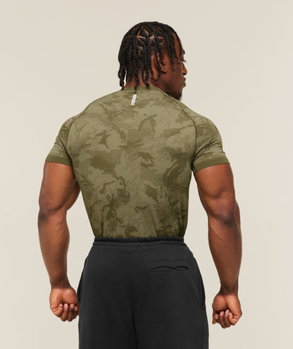 Gymshark Geo Seamless T-Shirt Canvas Green