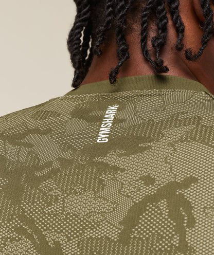 Gymshark Geo Seamless T-Shirt Canvas Green