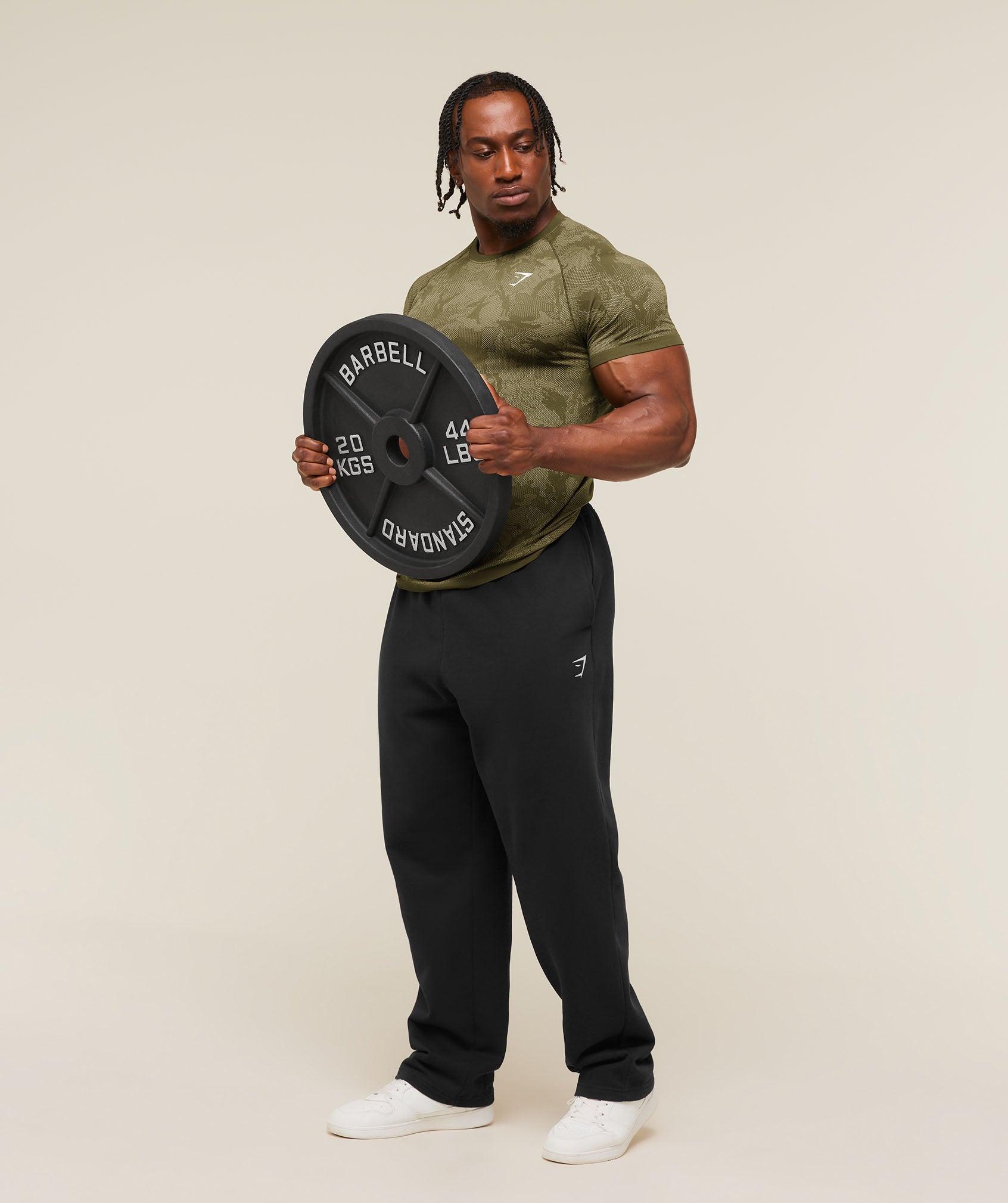 Gymshark Geo Seamless T-Shirt Canvas Green