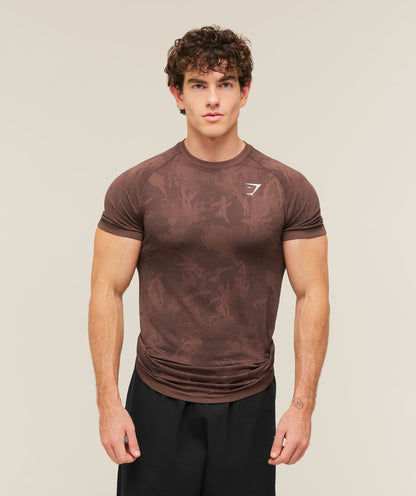 Gymshark Geo Seamless T-Shirt Espresso Brown