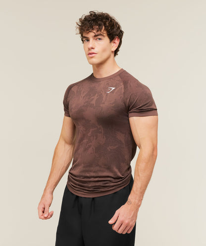 Gymshark Geo Seamless T-Shirt Espresso Brown