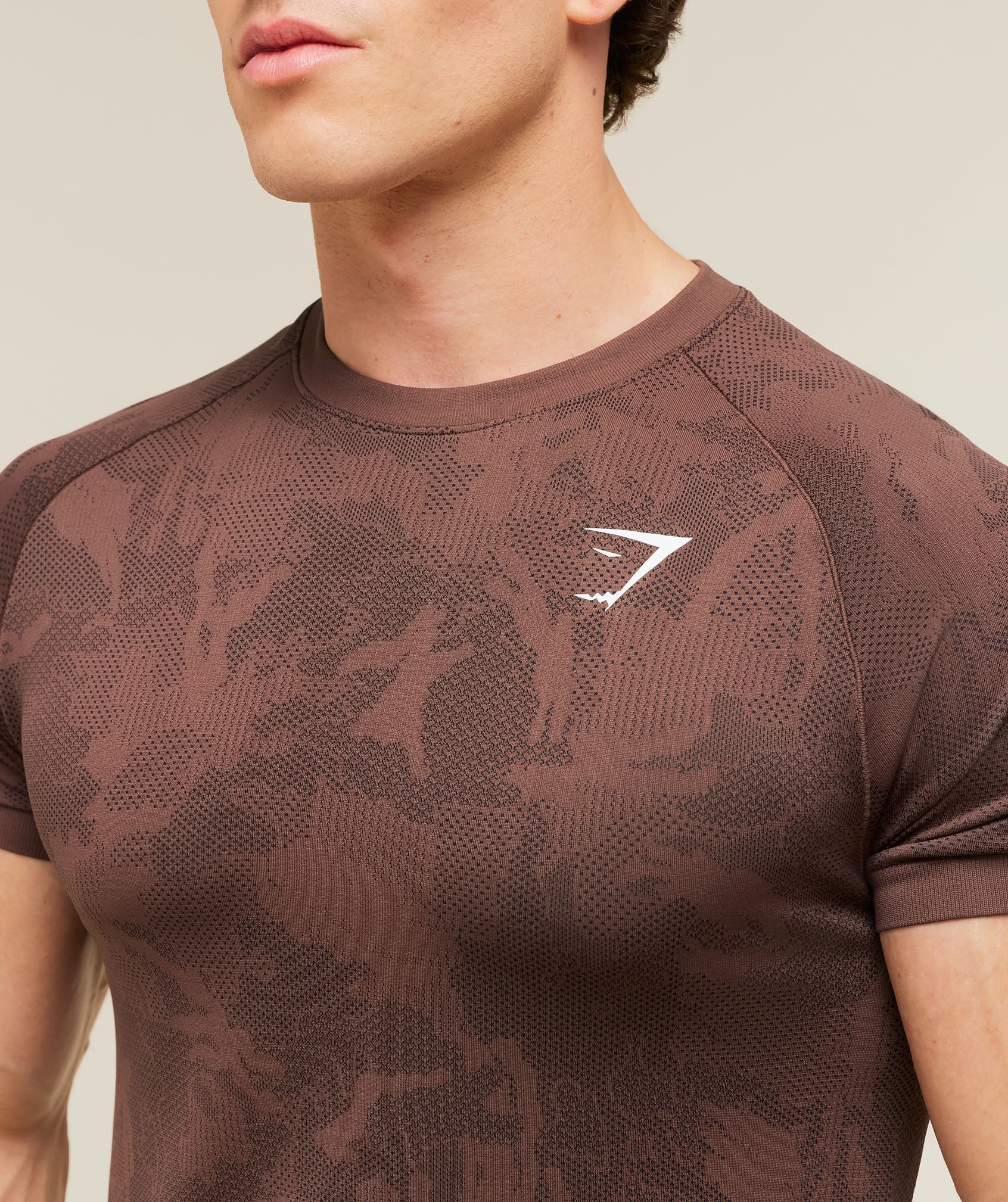 Gymshark Geo Seamless T-Shirt Espresso Brown