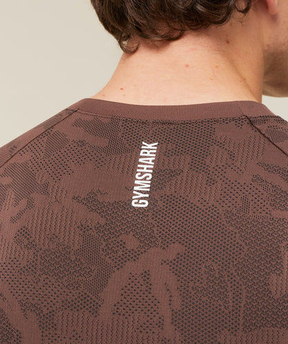 Gymshark Geo Seamless T-Shirt Espresso Brown