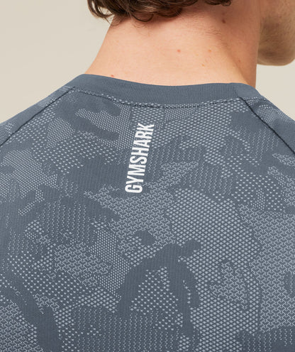 Gymshark Geo Seamless T-Shirt Shadow Blue