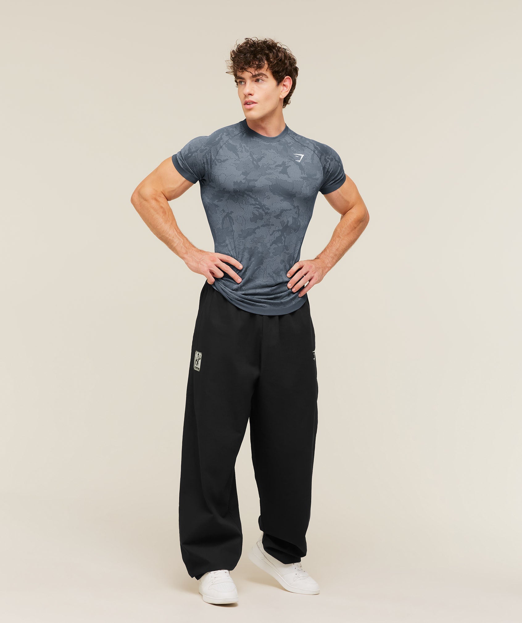 Gymshark Geo Seamless T-Shirt Shadow Blue