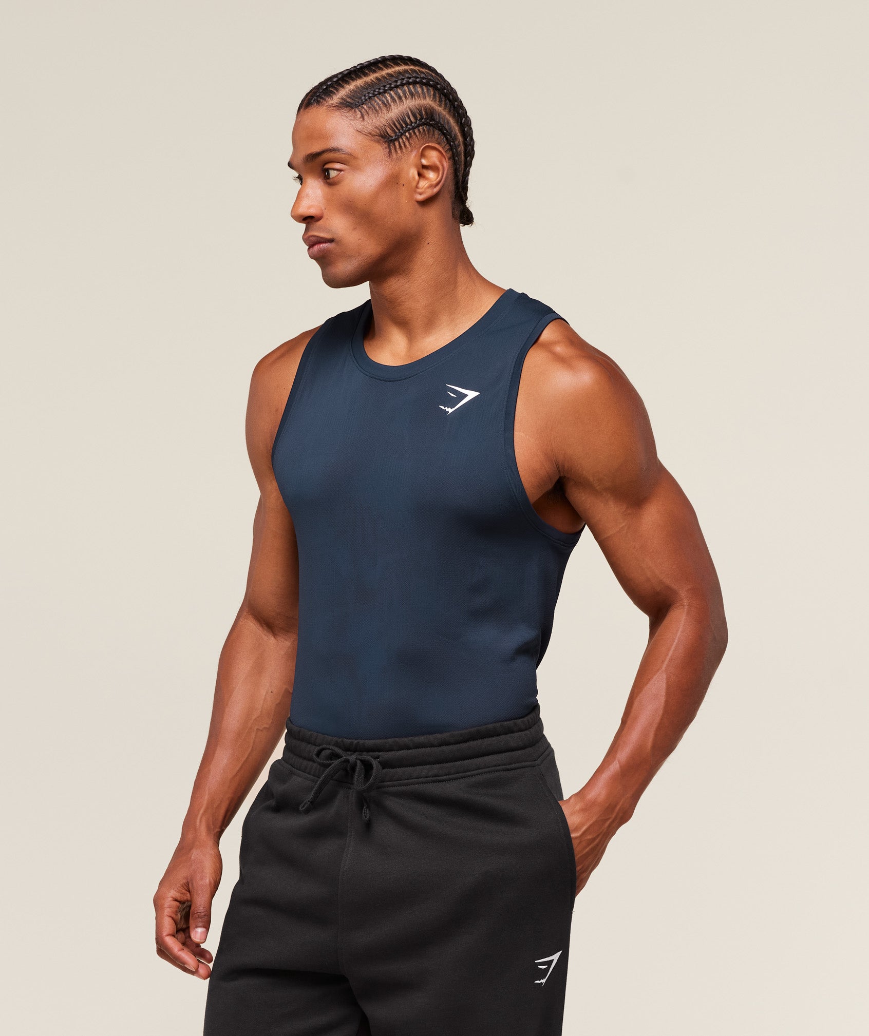 Gymshark Geo Seamless Tank Navy