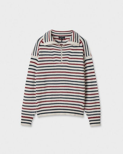 Rag & Bone Gigi Striped Cashmere Half-Zip