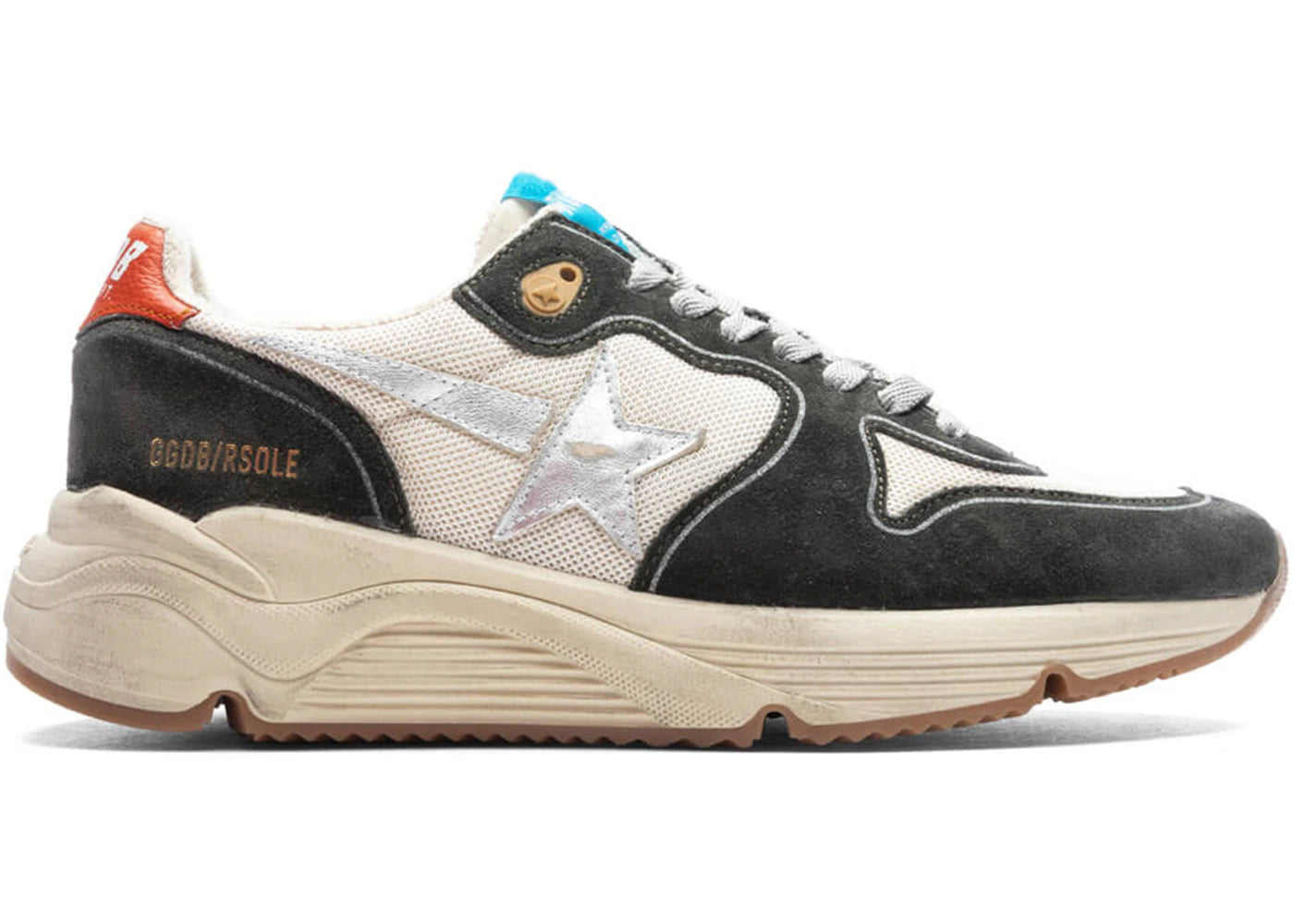 Golden Goose Running Sole Cream Dark Grey Silver Orange