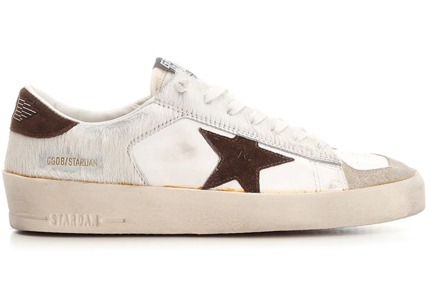Golden Goose Stardan Pony Hair White Brown