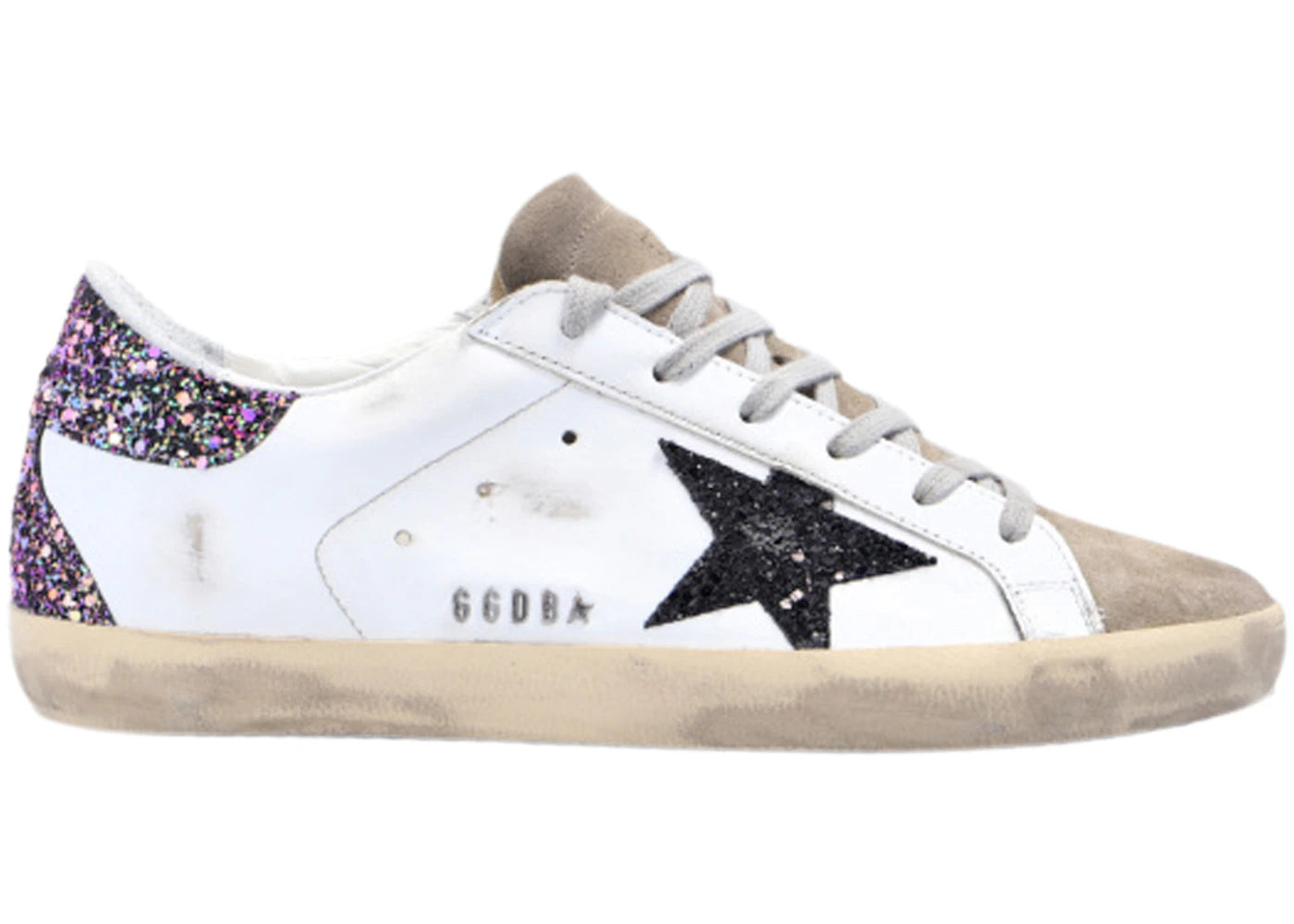 Golden Goose Super-Star White Black Multi Glitter (Women'S)