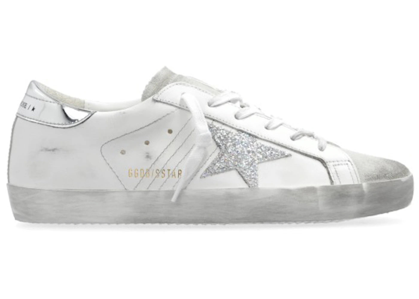 Golden Goose Super-Star White Silver Metallic Glitter (Women'S)