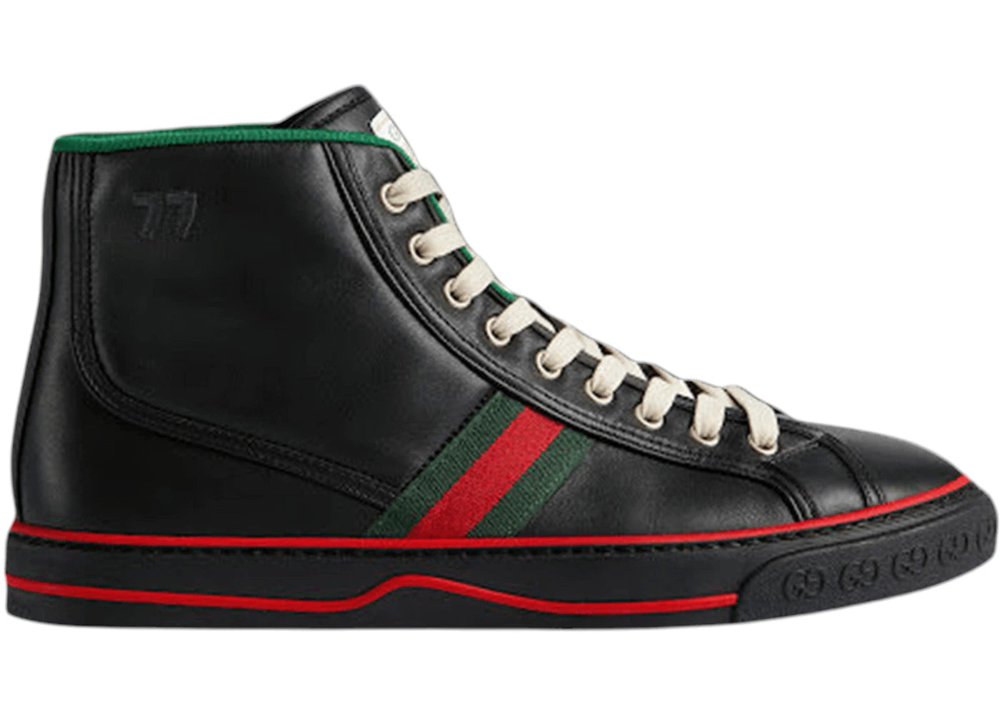 Gucci 1977 Leather High Top Sneaker Black Green Red