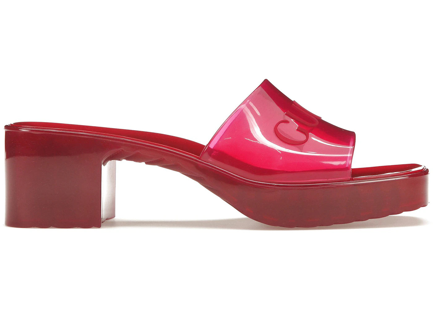 gucci 60mm slide sandal hibiscus red rubber