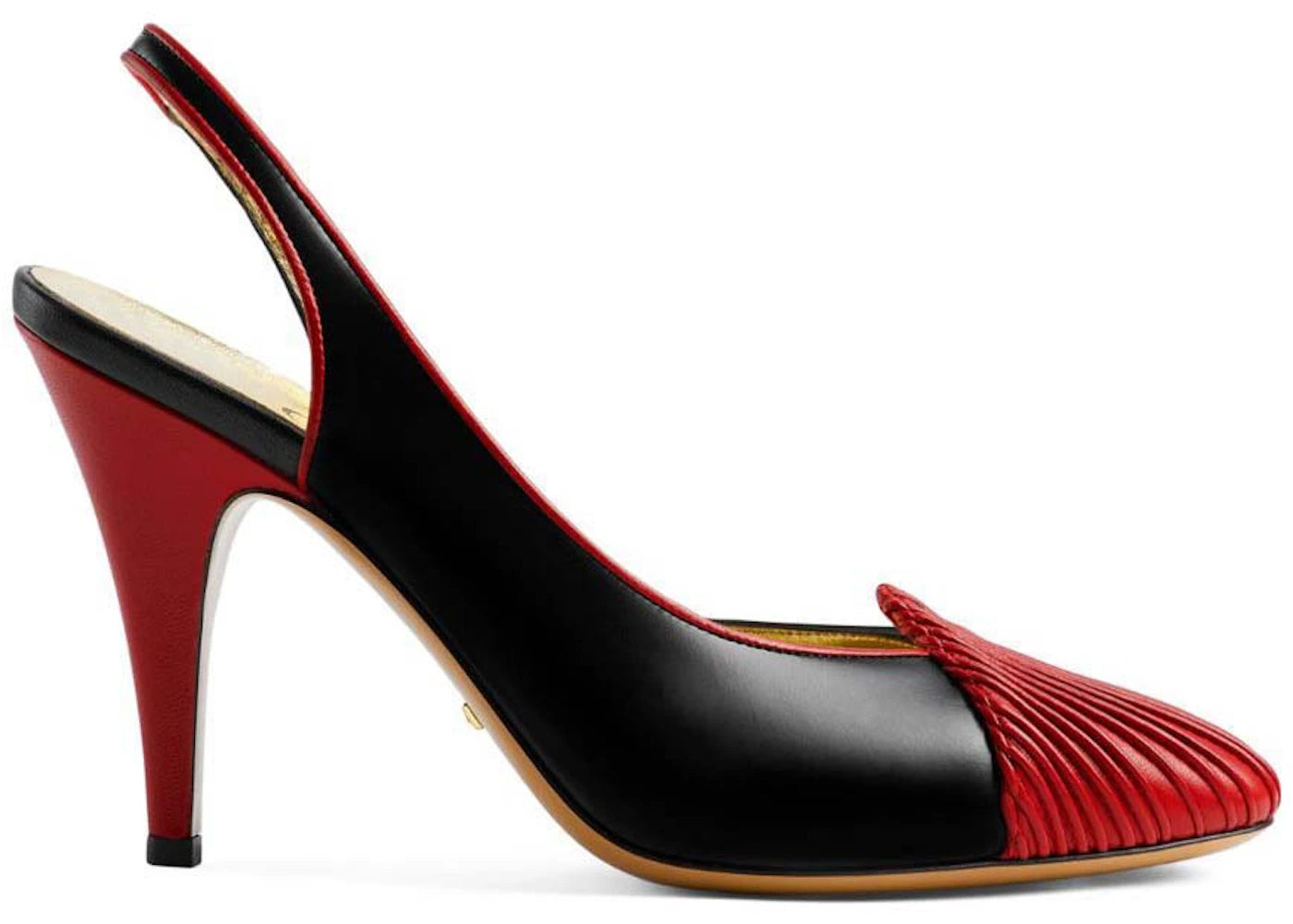 gucci 95 slingback leather pumps black red (women's)