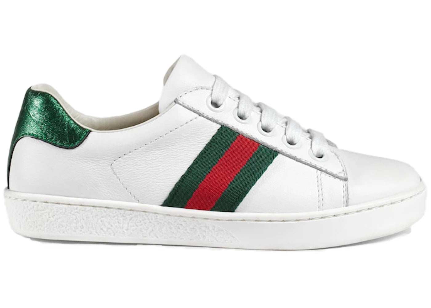 gucci ace leather sneaker white red green (kids)