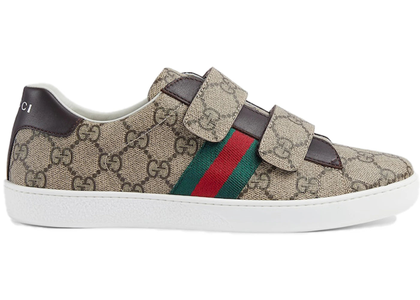 gucci ace strap sneaker beige ebony (teen)
