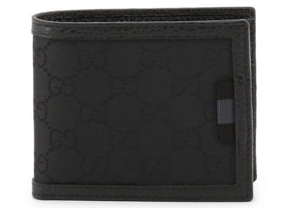 Gucci Bifold Wallet Gg Nylon With Coin Pouch Black