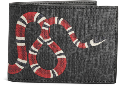 Gucci Bifold Wallet Gg Supreme Kingsnake (4 Card Slots) Black