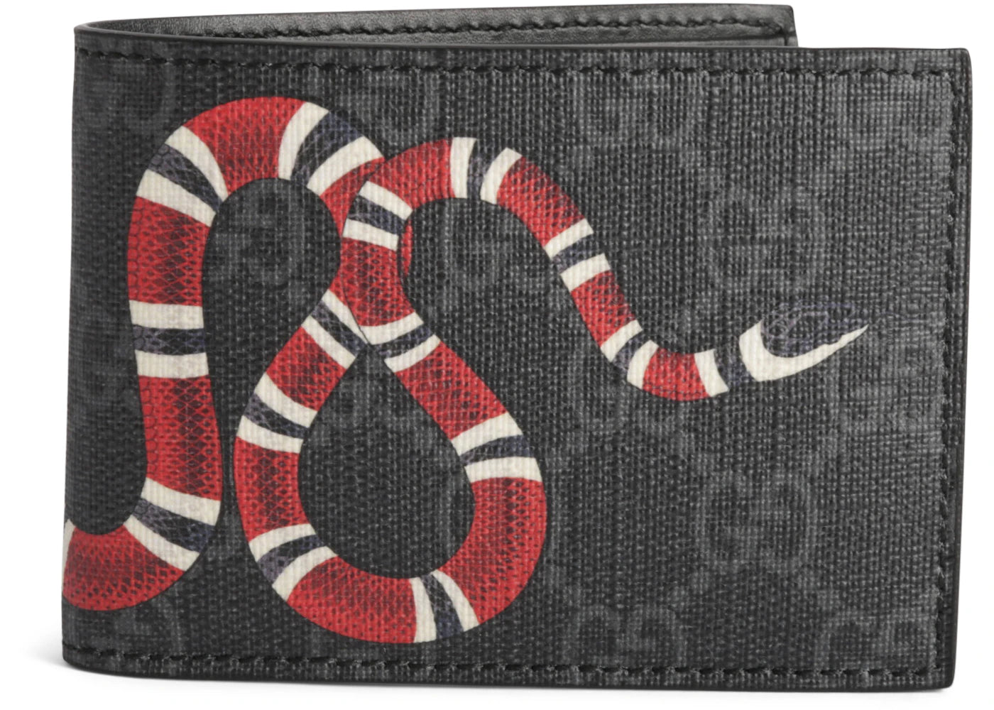 Gucci Bifold Wallet Gg Supreme Kingsnake (4 Card Slots) Black