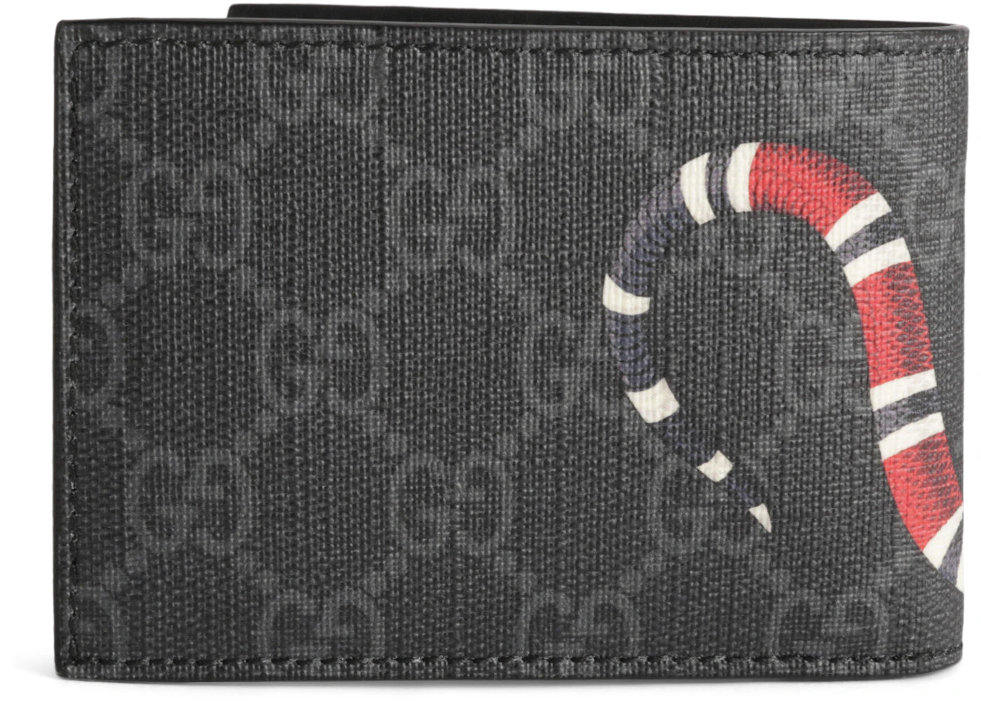 gucci bifold wallet gg supreme kingsnake (4 card slots) black 
