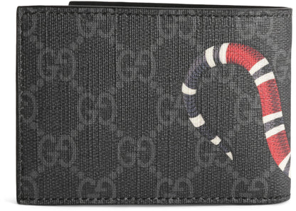 gucci bifold wallet gg supreme kingsnake (4 card slots) black 