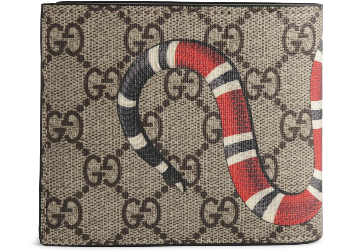 gucci bifold wallet gg supreme kingsnake (8 card slot) beige 