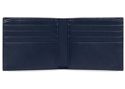 gucci bifold wallet signature web (8 card slots) blue 